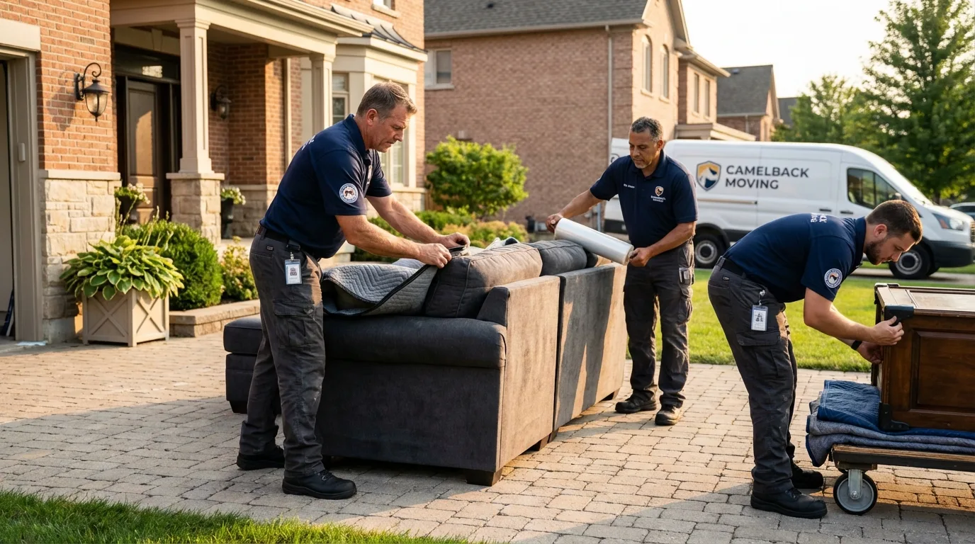 Large estate moving crew wrapping furniture in Brownsburg, IN